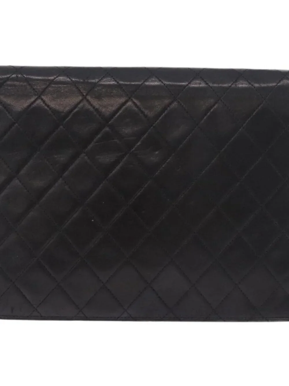 CHANEL Chain Shoulder Bag Lamb Skin Black Gold CC Auth 143810